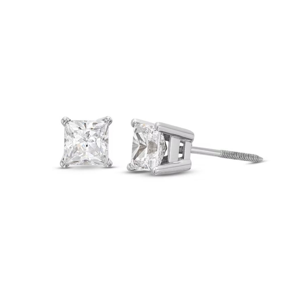 Certified Diamond Princess-cut Earrings 1 ct tw 14K White Gold Kay jewelers